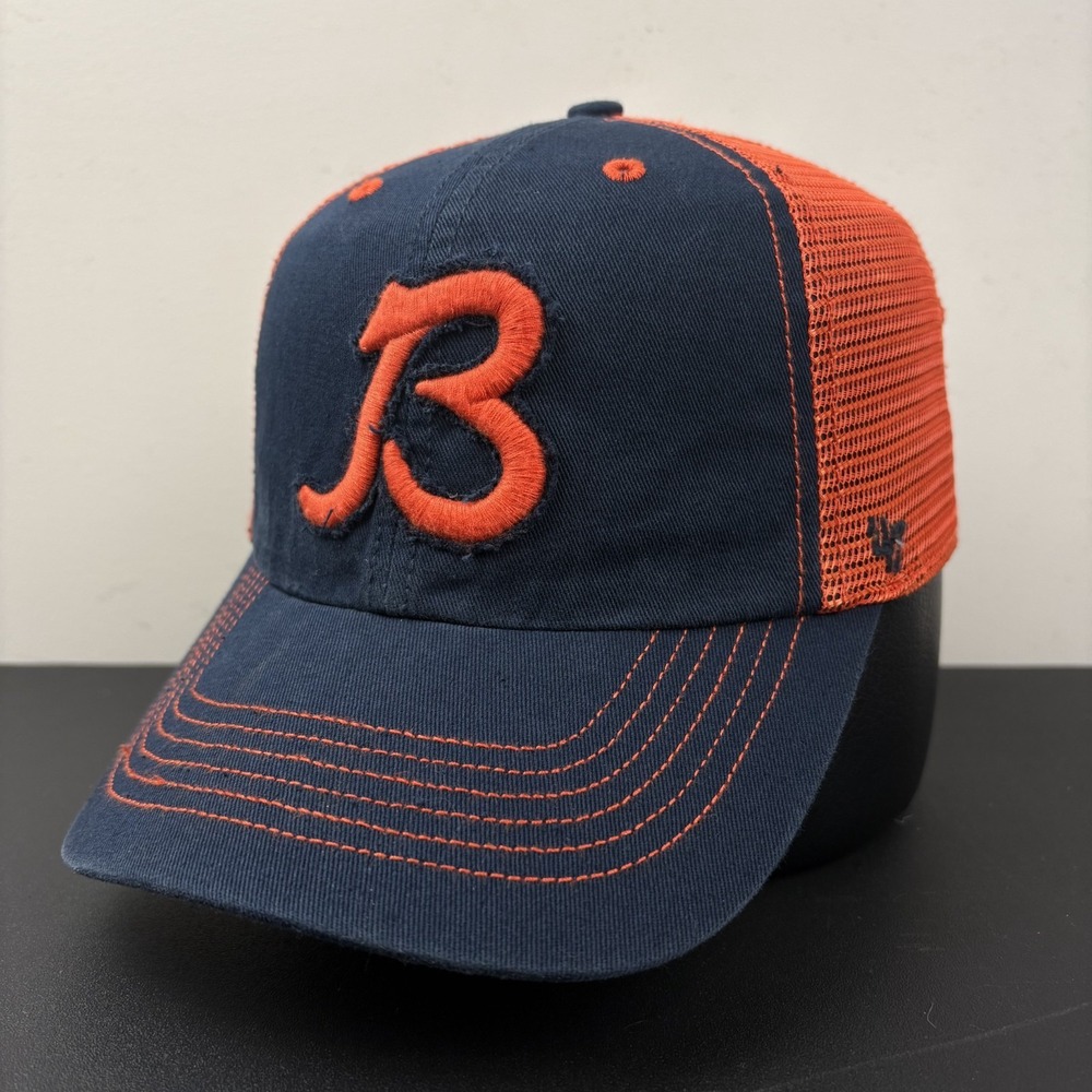 Chicago Bears 47 Brand Stretch Fit Hat Medium Large M/L Navy Blue Adjustable Cap